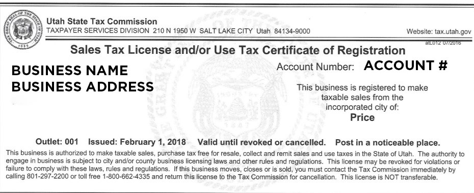 Utah Sales and Use Tax Permit