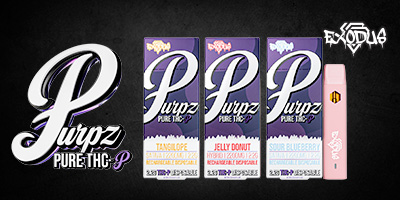  Exodus Purpz Disposable Packed with 1500mg of pure THC-P and 500mg of Delta-8 THC Live Badder & Terpenes