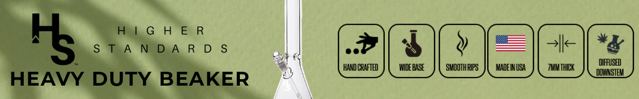 The Higher Standards Heavy Duty Beaker is handcrafted in the USA with Medical-Grade Borosilicate Glass!